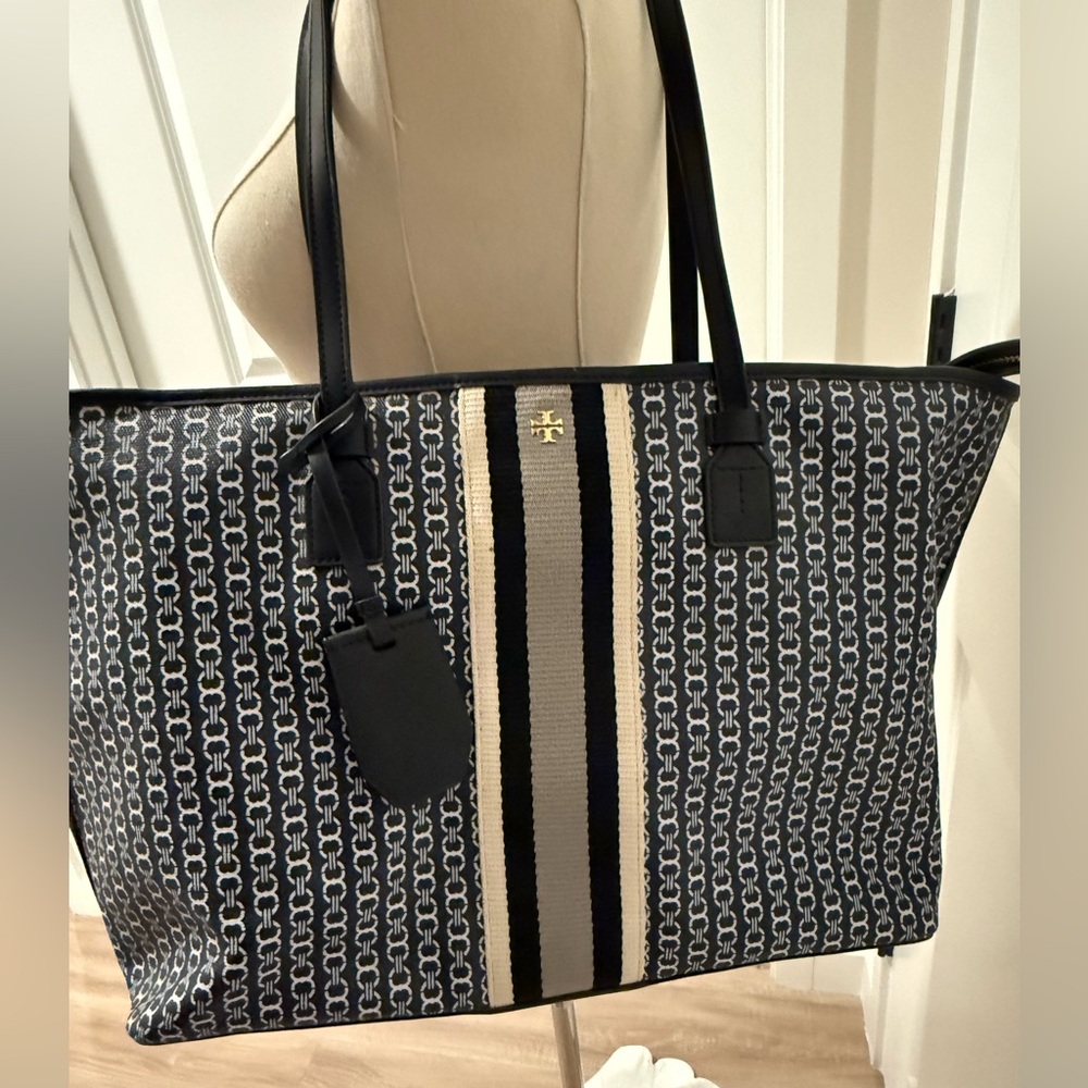 Tory Burch Navy Patterned Tote